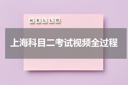上海科目二考试视频全过程