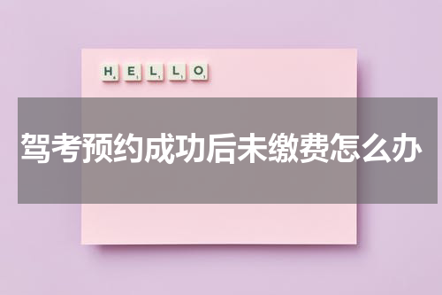 驾考预约成功后未缴费怎么办