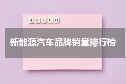 新能源汽车品牌销量排行榜