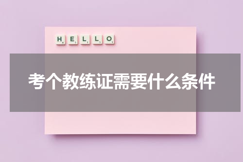 考个教练证需要什么条件